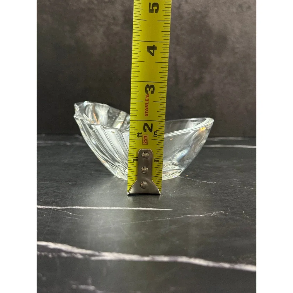 Vintage Crystal Mini Crystal Ruffled Heart Shaped Dish Bowl 4 3/4in